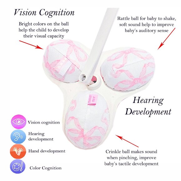 HANDMADE Insert With Cover For MamaRoo 4MOMS swing pink bow with matching balls - Picture 11 of 16